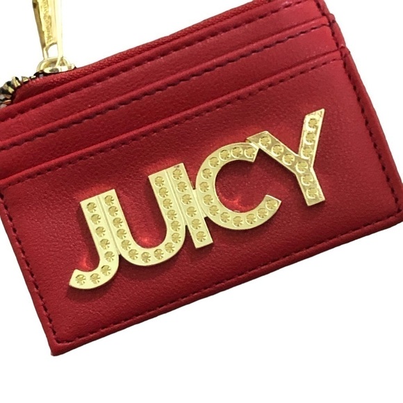Juicy Couture Card Case Gold Keychain New Red - Picture 2 of 7